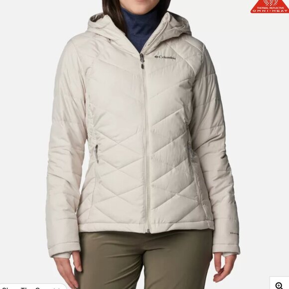 Columbia Dark Stone Omni-heat Women's Heavenly™ Hooded Puffer Jacket Size XS - Picture 1 of 12